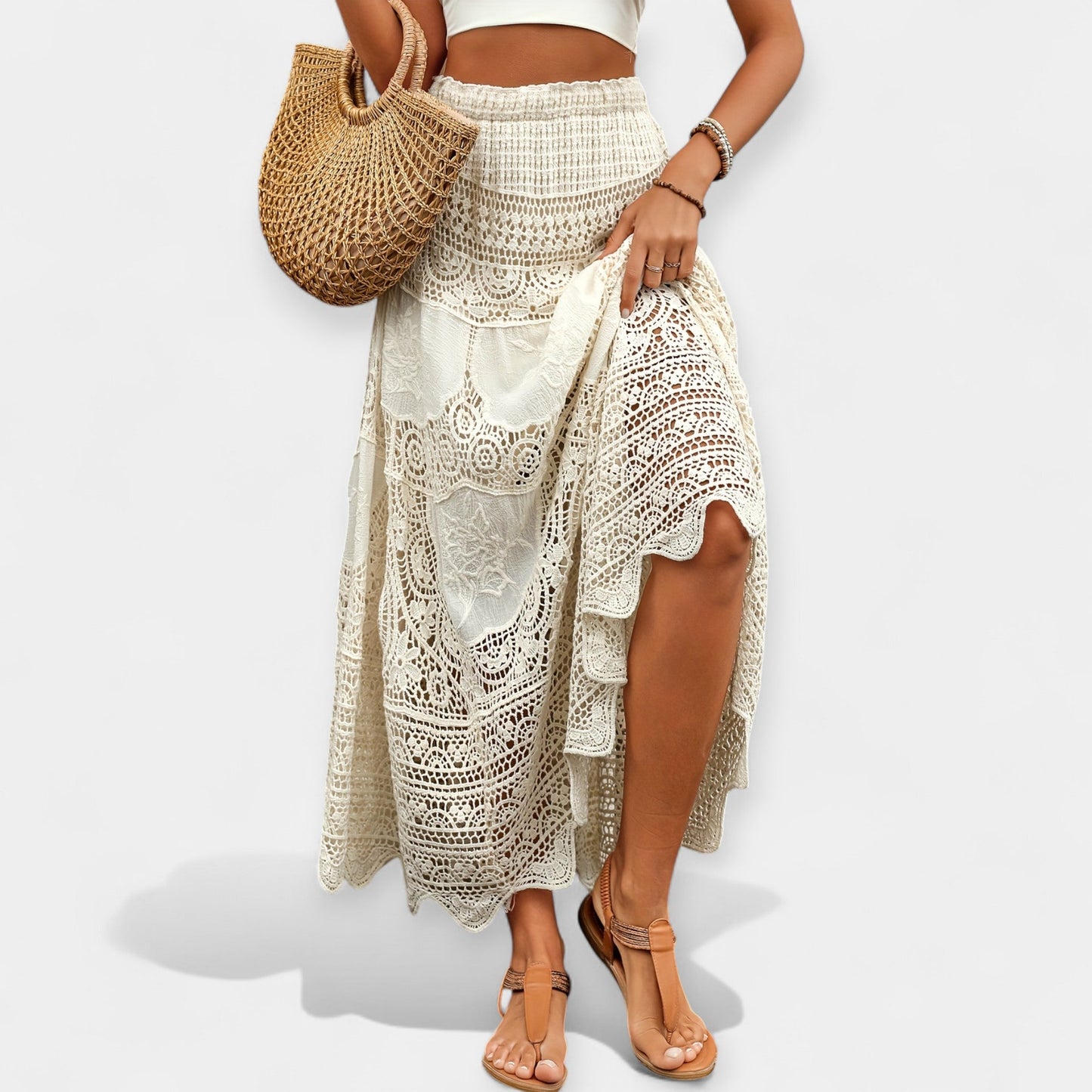 Lidija™ - Midi sijonas su nėriniais