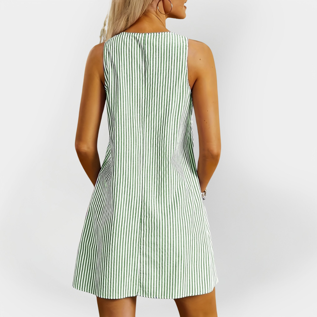 Be rankovių dryžuotas suknelė