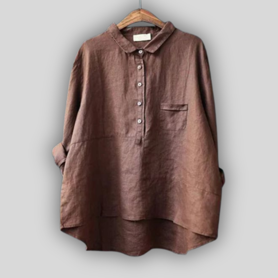 Ema™ - Lininė Žalia Bluzonė Paprastumas