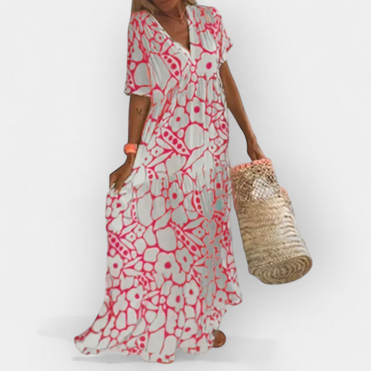 Lengvas vasaros suknelė su raštu