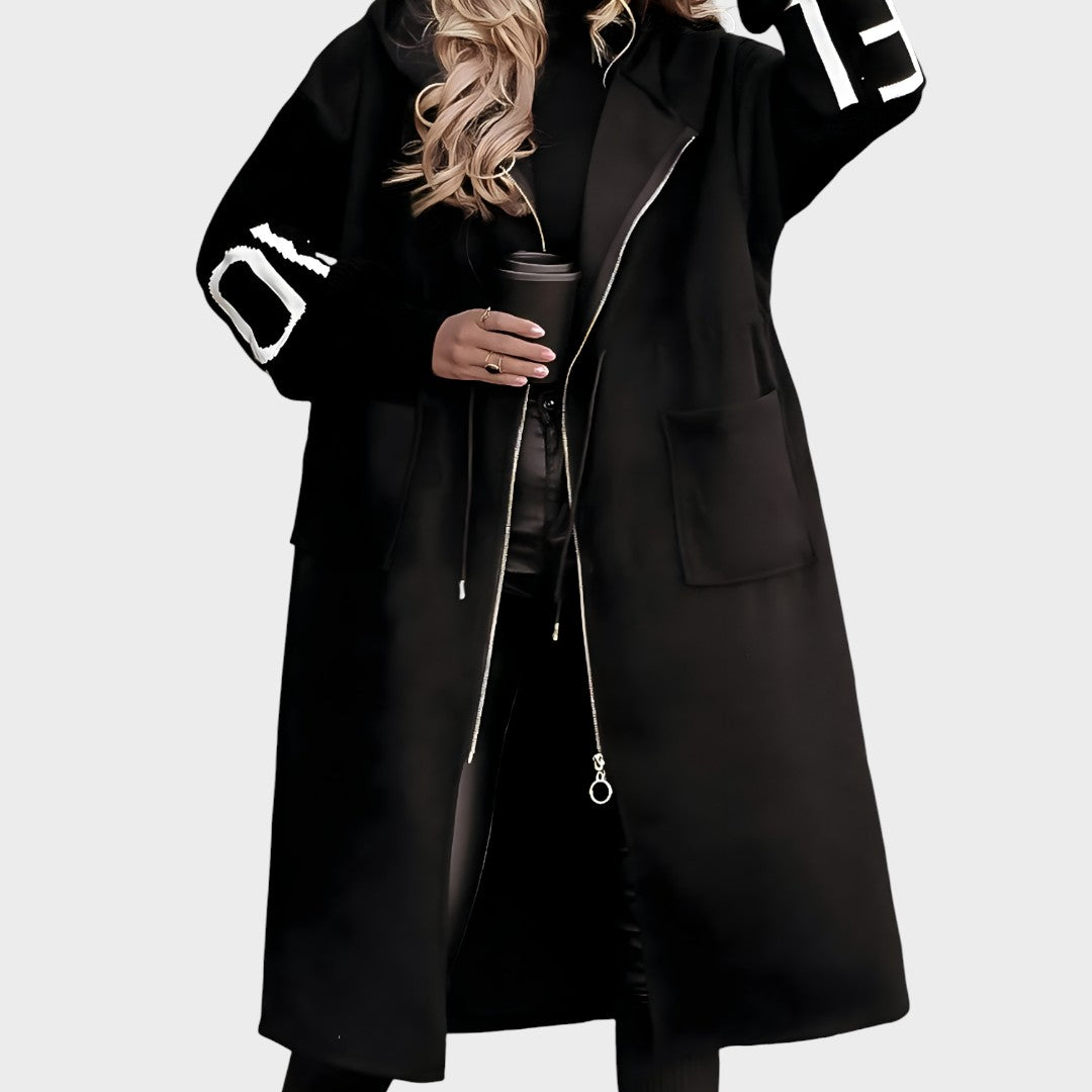 Peggy - Moteriška striukė su megztomis rankovėmis ir gobtuvu