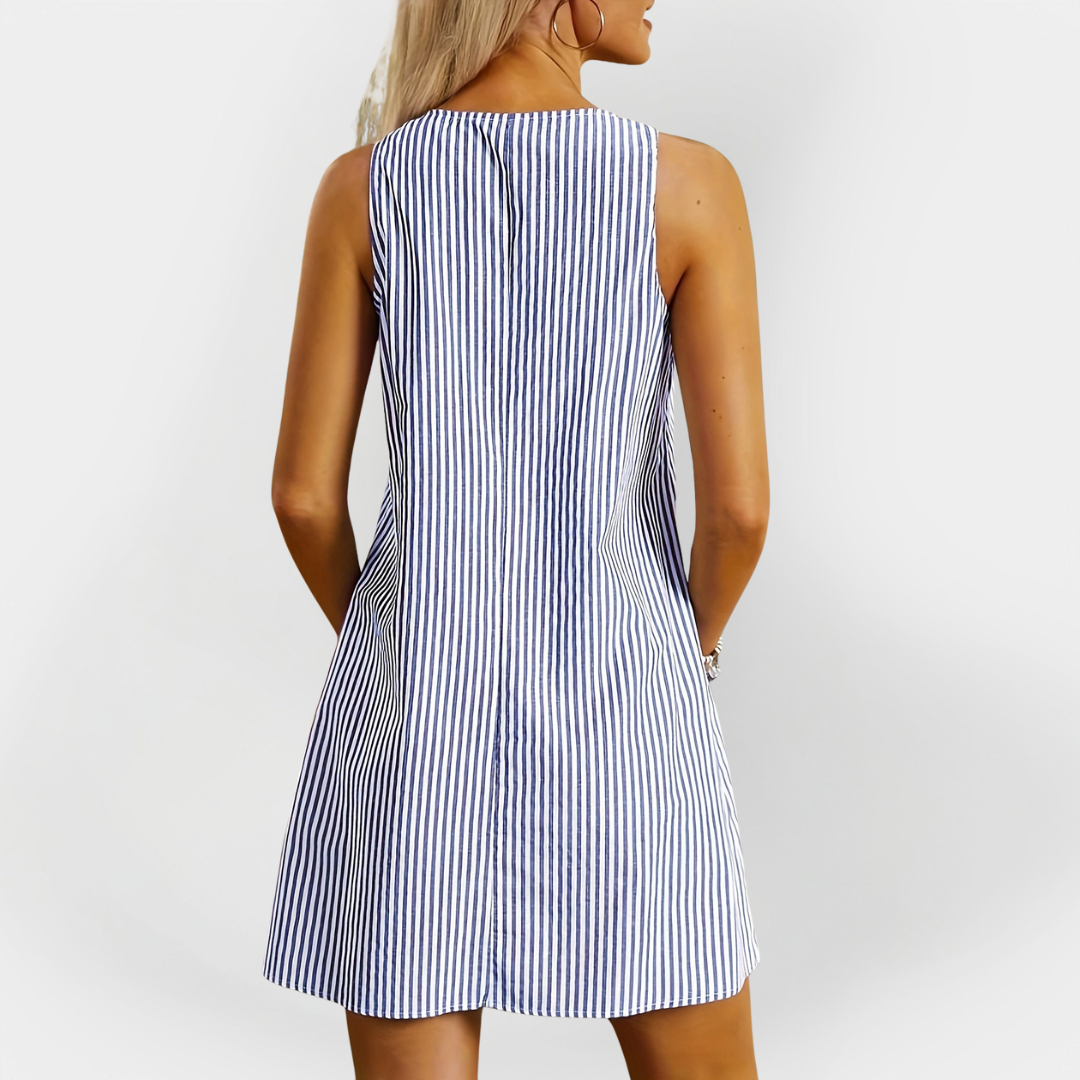 Be rankovių dryžuotas suknelė