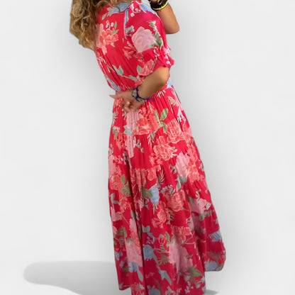 Lengvas Gėlių Suknelė su Kišenėmis