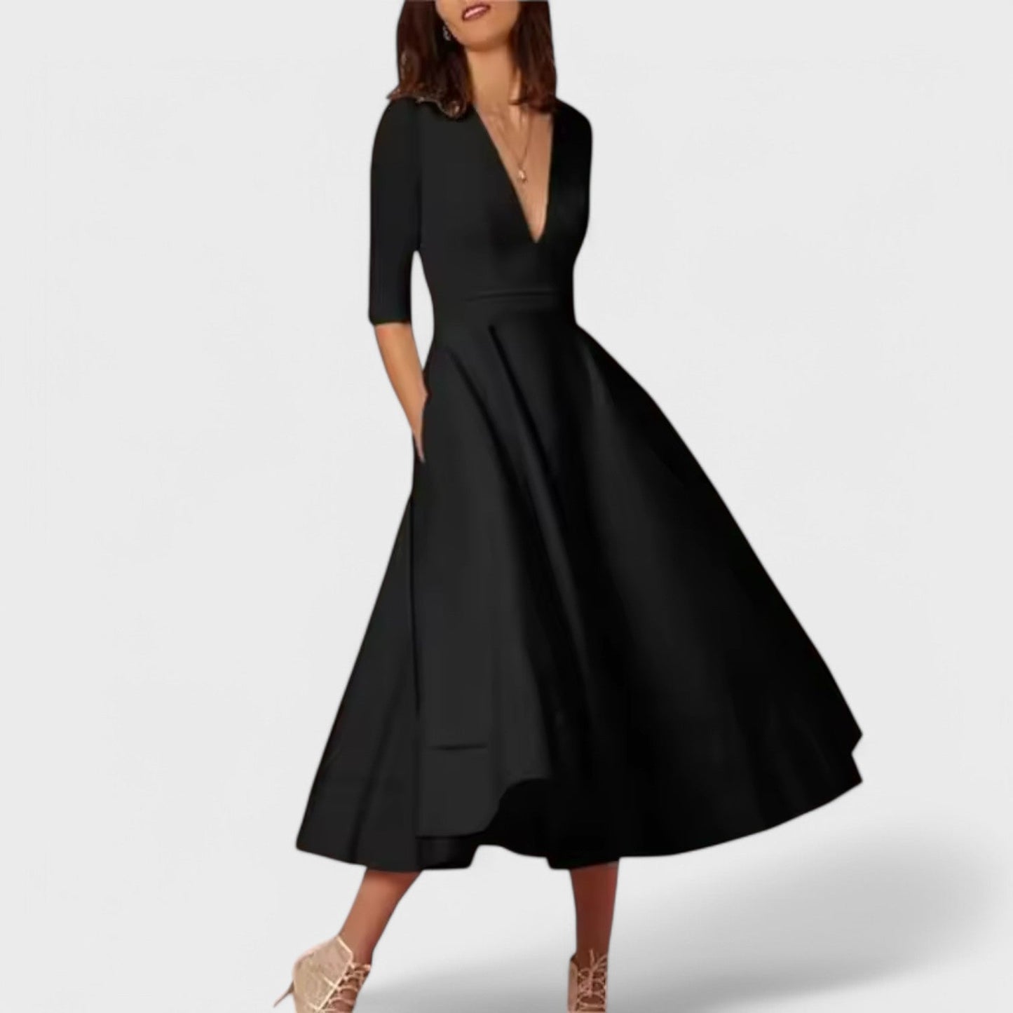 Helena - Elegantiška suknelė su V formos iškirpte