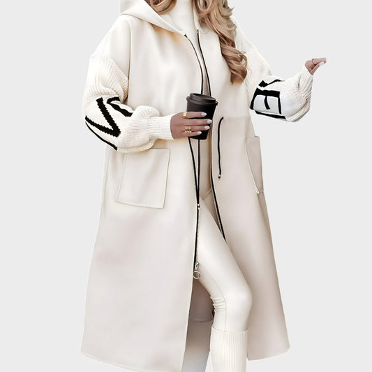 Peggy - Moteriška striukė su megztomis rankovėmis ir gobtuvu