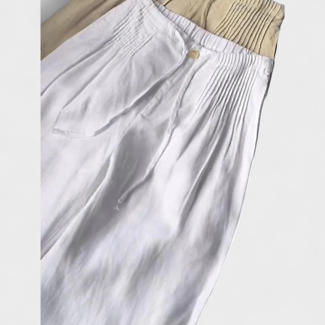 Miglė - Plati kojų kelnės iš medvilnės ir lino mišinio