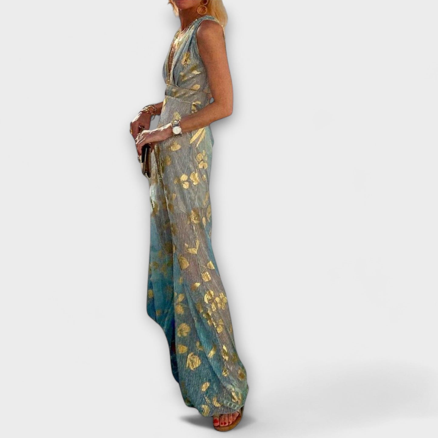 Tatiana - Sklandus Suknelė su V Formos Iškirpte