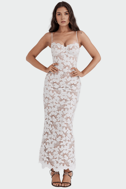 Diana™ - Baltas Nėriniuotas Maxi