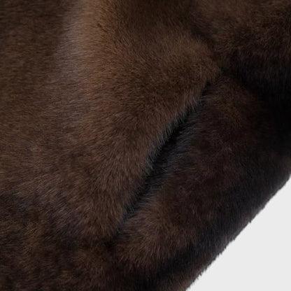 Pūkuotė | Ilgas dirbtinės odos lietpaltis