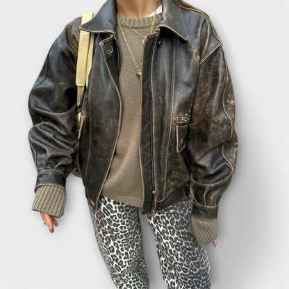 Carina™ - Retro džinsai su leopardų raštu