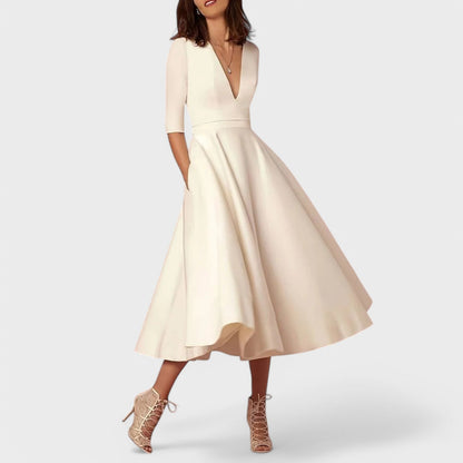 Helena - Elegantiška suknelė su V formos iškirpte