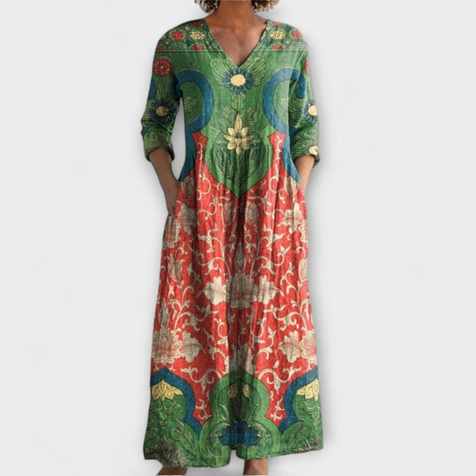 Raquel - Maxi suknelė su vintage gėlių raštu