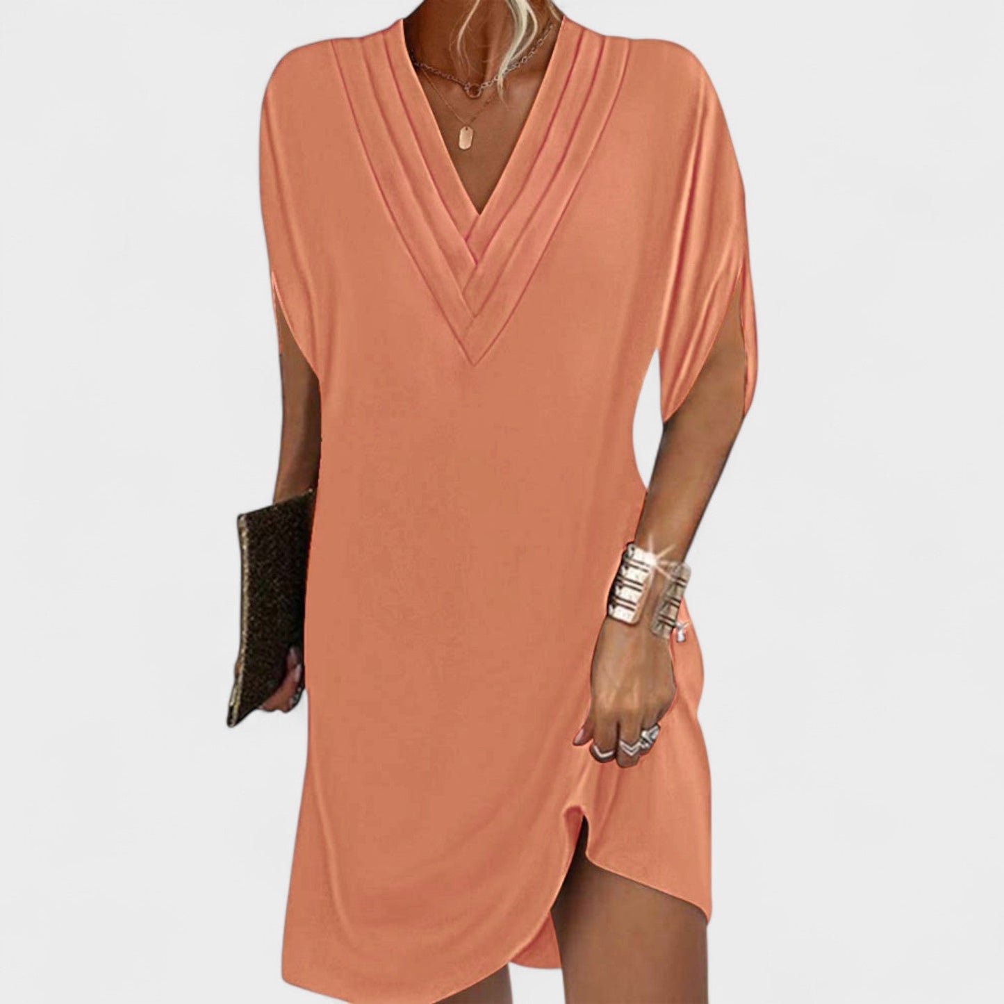 Helena - Elegantiška Suknelė su Atviromis Rankovėmis